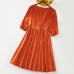 Sweet Orange Satin Round Neck Mom Girl Matching Dress