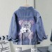 【3Y-12Y】Girl Casual Bunny Bear Sequin Embroidered Bowknot Lapel Denim Jacket