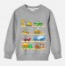 【12M-9Y】Boy Cotton Stain Resistant Excavator Bulldozers Print Long Sleeve Sweatshirt