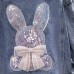 【3Y-12Y】Girl Casual Bunny Bear Sequin Embroidered Bowknot Lapel Denim Jacket