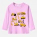 【12M-9Y】Boy Excavator Bulldozer Print Cotton Stain Resistant Long Sleeve T-shirt