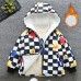 【18M-8Y】Boy Casual Velvet Keep Warm Plaid Star Print Colorblock Hooded Jacket