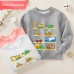 【12M-9Y】Boy Cotton Stain Resistant Excavator Bulldozers Print Long Sleeve Sweatshirt