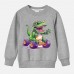 【12M-9Y】Boys Cotton Stain Resistant Dinosaur And Car Print Long Sleeve Sweatshirt