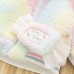 【18M-8Y】2-piece Girls Thick Fleece Gradient Unicorn Hooded Jacket With Bag