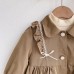 【18M-8Y】Girls Khaki Ruffled Trench Coat (T-shirt Not Included)