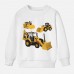 【12M-9Y】Boys Cotton Stain Resistant Excavator And Tractor Print Long Sleeve Sweatshirt