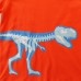 【18M-7Y】Boys Orange Luminous Dinosaur Print Round Neck Long Sleeve T-shirt