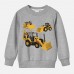 【12M-9Y】Boys Cotton Stain Resistant Excavator And Tractor Print Long Sleeve Sweatshirt