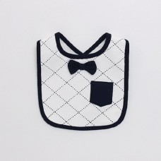 Groomsman Saliva Towel Child Fake Gentleman Bow Tie Personality Waterproof Bib  White Grid Bow Tie