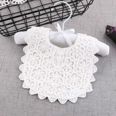 Cotton Lace Female Baby Bib Princess Bib Saliva Towel 360 Degree Rotation Child Fake Collar Decoration  Color  U  shaped White