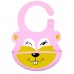 Detachable Children Cartoon Bib Drool Food Bib Baby Eating Silicone Waterproof Bib  Silicone Pink Rabbit