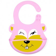 Detachable Children Cartoon Bib Drool Food Bib Baby Eating Silicone Waterproof Bib  Silicone Pink Rabbit